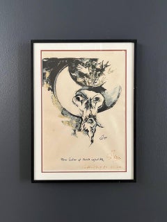 Vintage Abstract Modern Lithograph Print, Signed