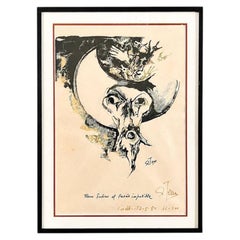 Vintage Abstract Modern Lithograph Print, Signed