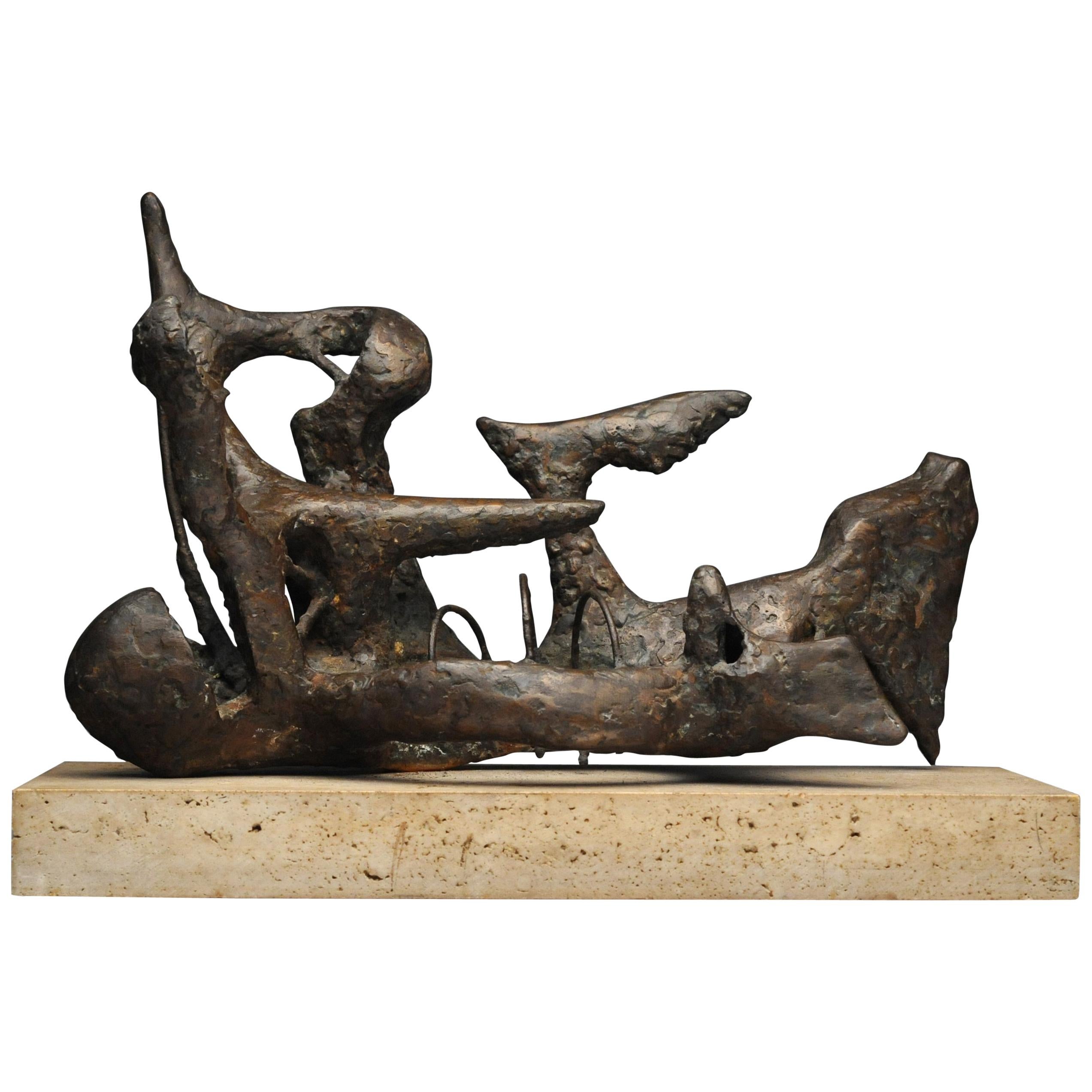 Vintage Abstract Modern Organic Bronze Sculpture