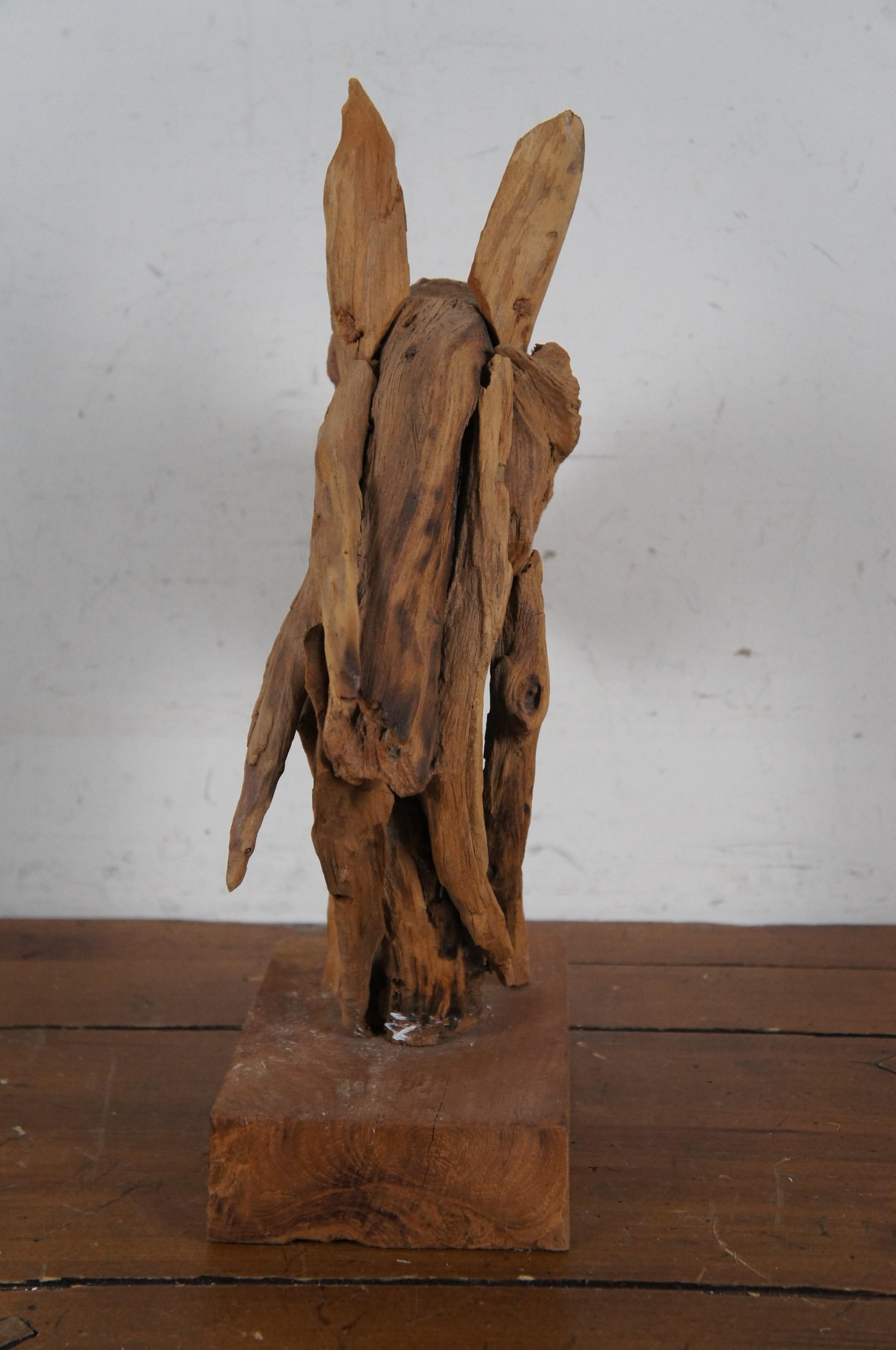 Vintage Astratto Moderno Teak Driftwood Testa di Cavallo Scultura Busto Statua 17