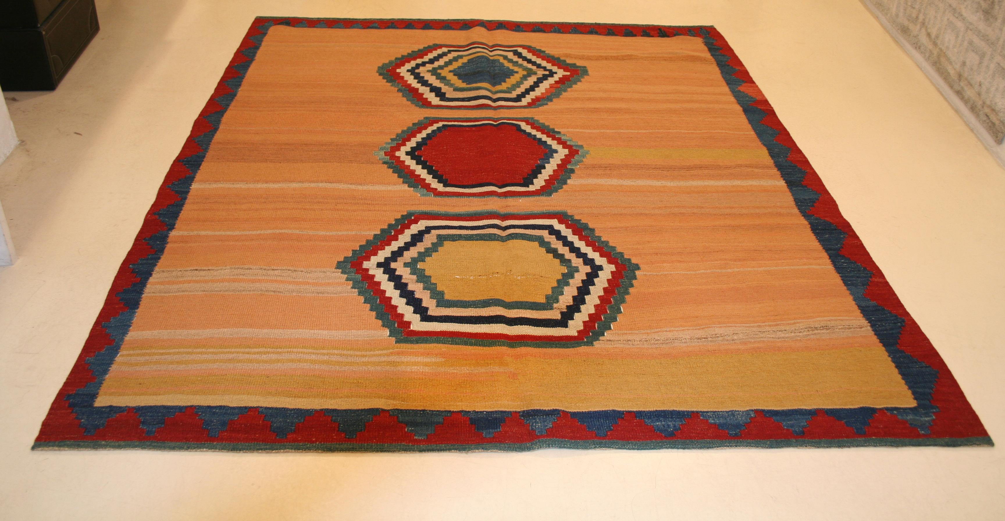 Turkish Vintage Abstract Modernist Kilim Rug For Sale