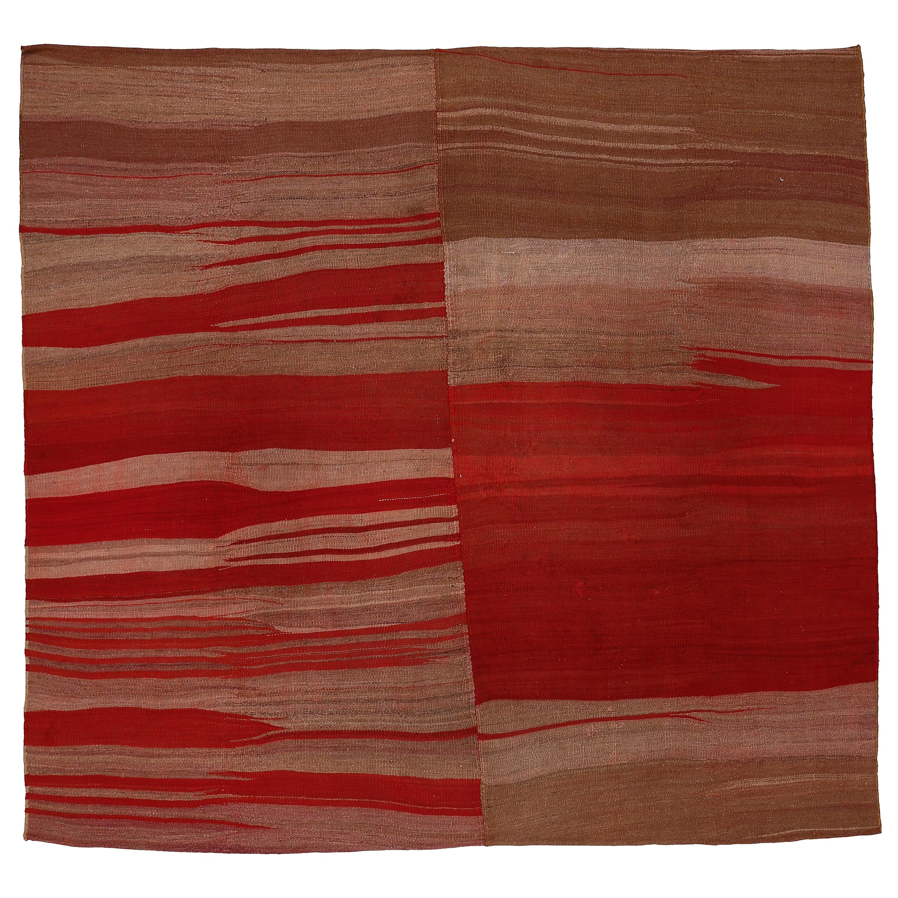 Vintage Abstract Modernist Striped Tribal Kilim Rug & Kilim in vendita