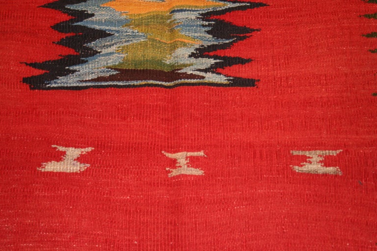 Minimalist Vintage Abstract Modernist Tribal Sofreh Kilim Rug For Sale