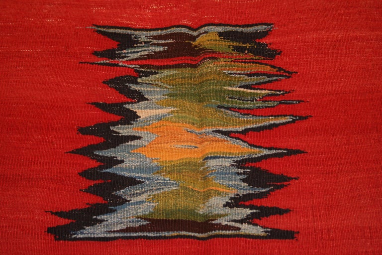 Turkish Vintage Abstract Modernist Tribal Sofreh Kilim Rug For Sale
