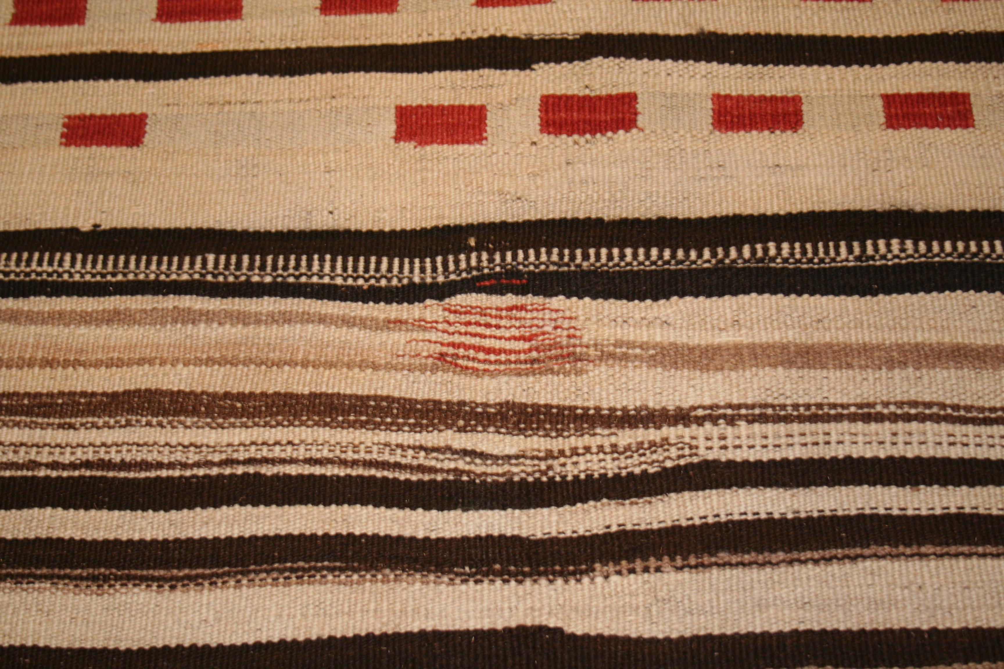 Hand-Woven Vintage Abstract Modernist Tribal Sofreh Kilim Rug