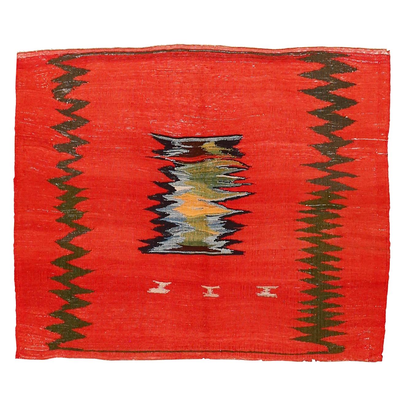 Vintage Abstract Modernist Tribal Sofreh Kilim Rug