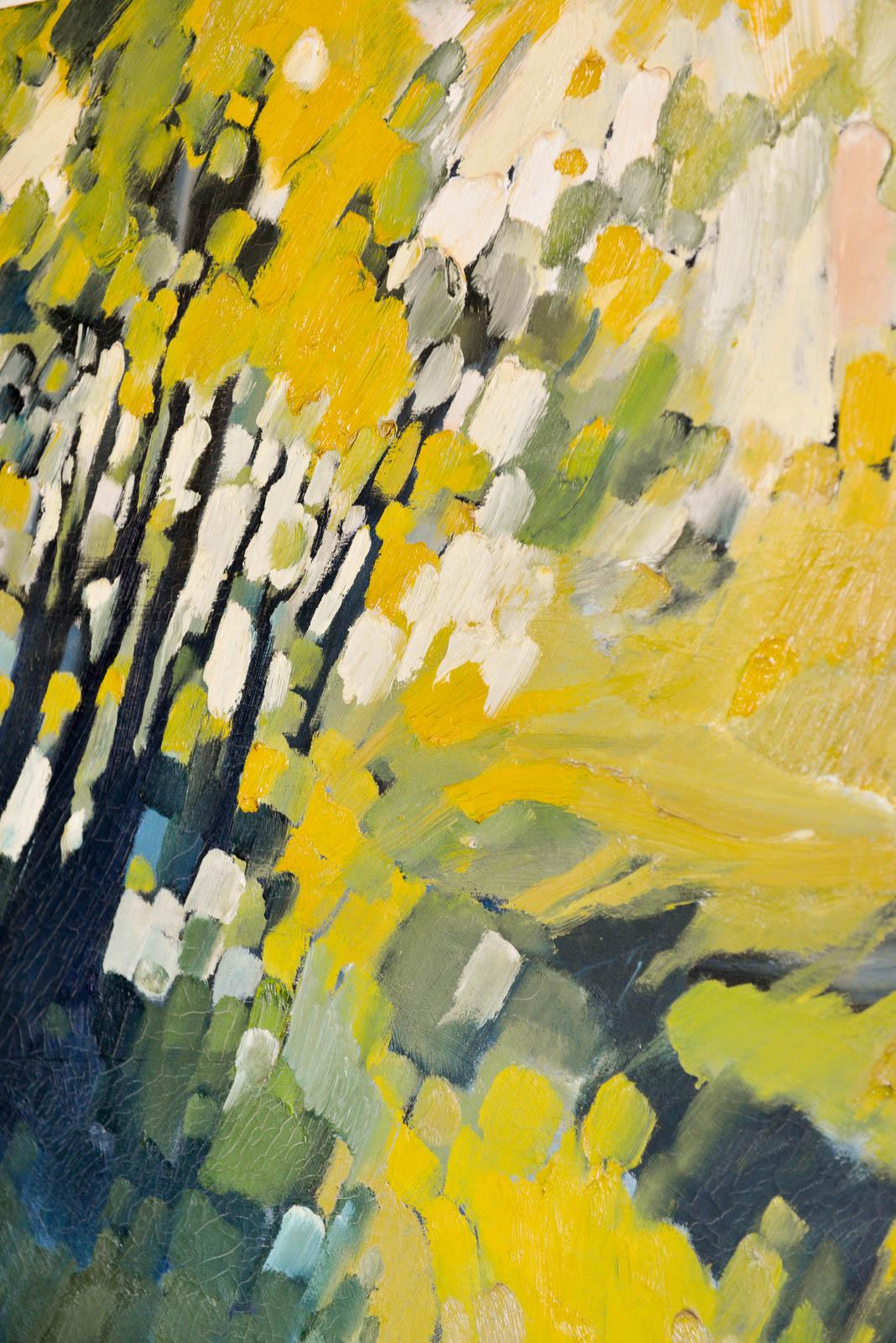 Abstraktes Vintage-Ölgemälde auf Leinwand von John Nelson Gallery Pasadena, CA, 1979 (amerikanisch) im Angebot
