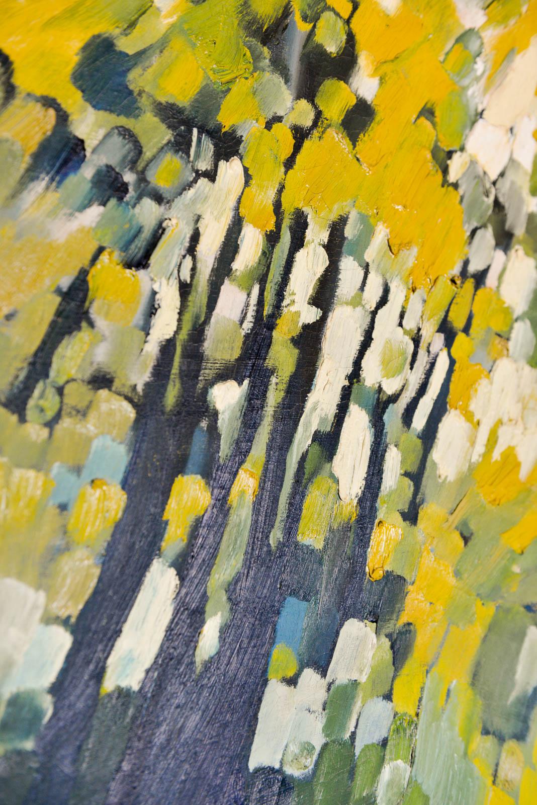 Abstraktes Vintage-Ölgemälde auf Leinwand von John Nelson Gallery Pasadena, CA, 1979 (Ende des 20. Jahrhunderts) im Angebot