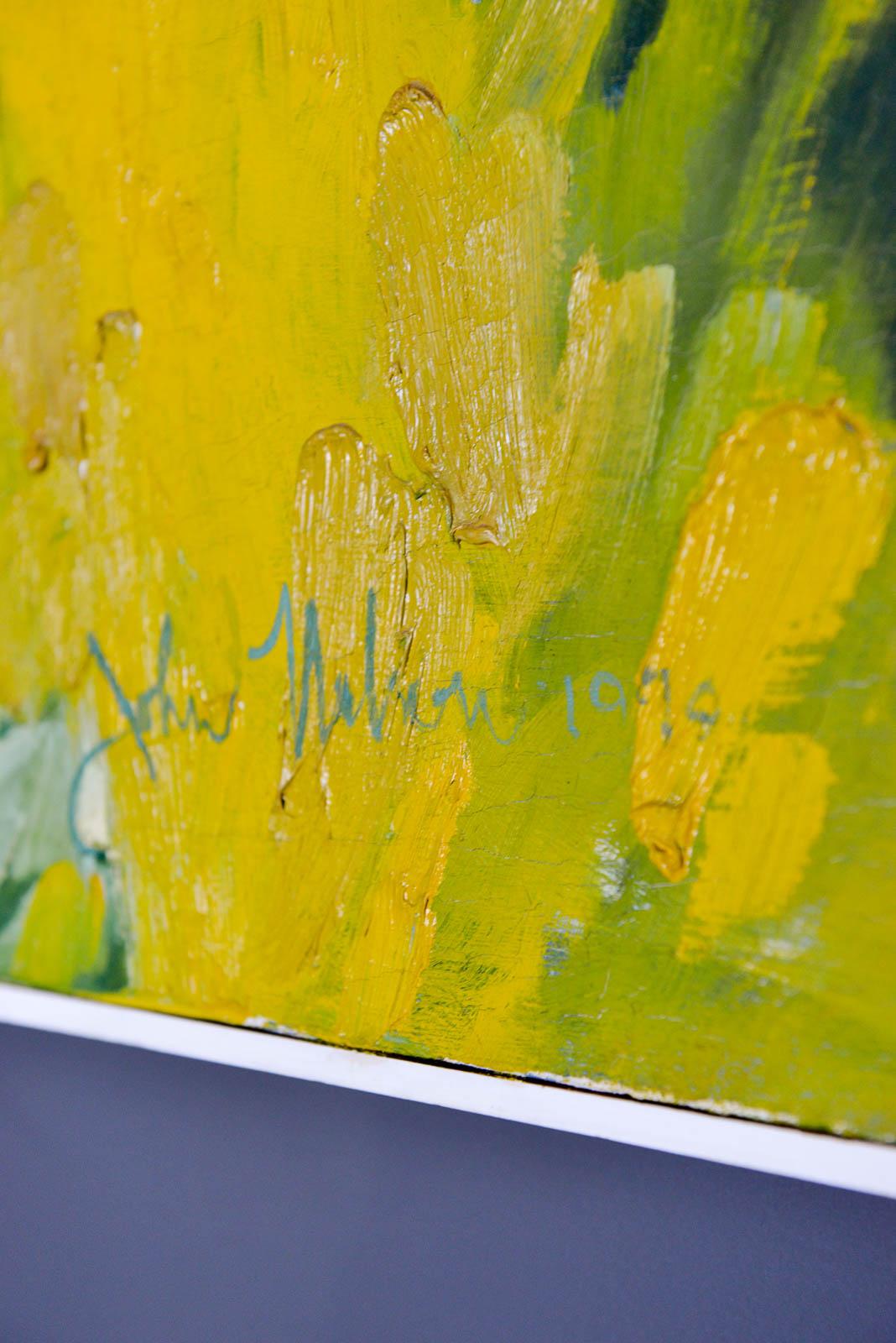 Abstraktes Vintage-Ölgemälde auf Leinwand von John Nelson Gallery Pasadena, CA, 1979 im Angebot 3