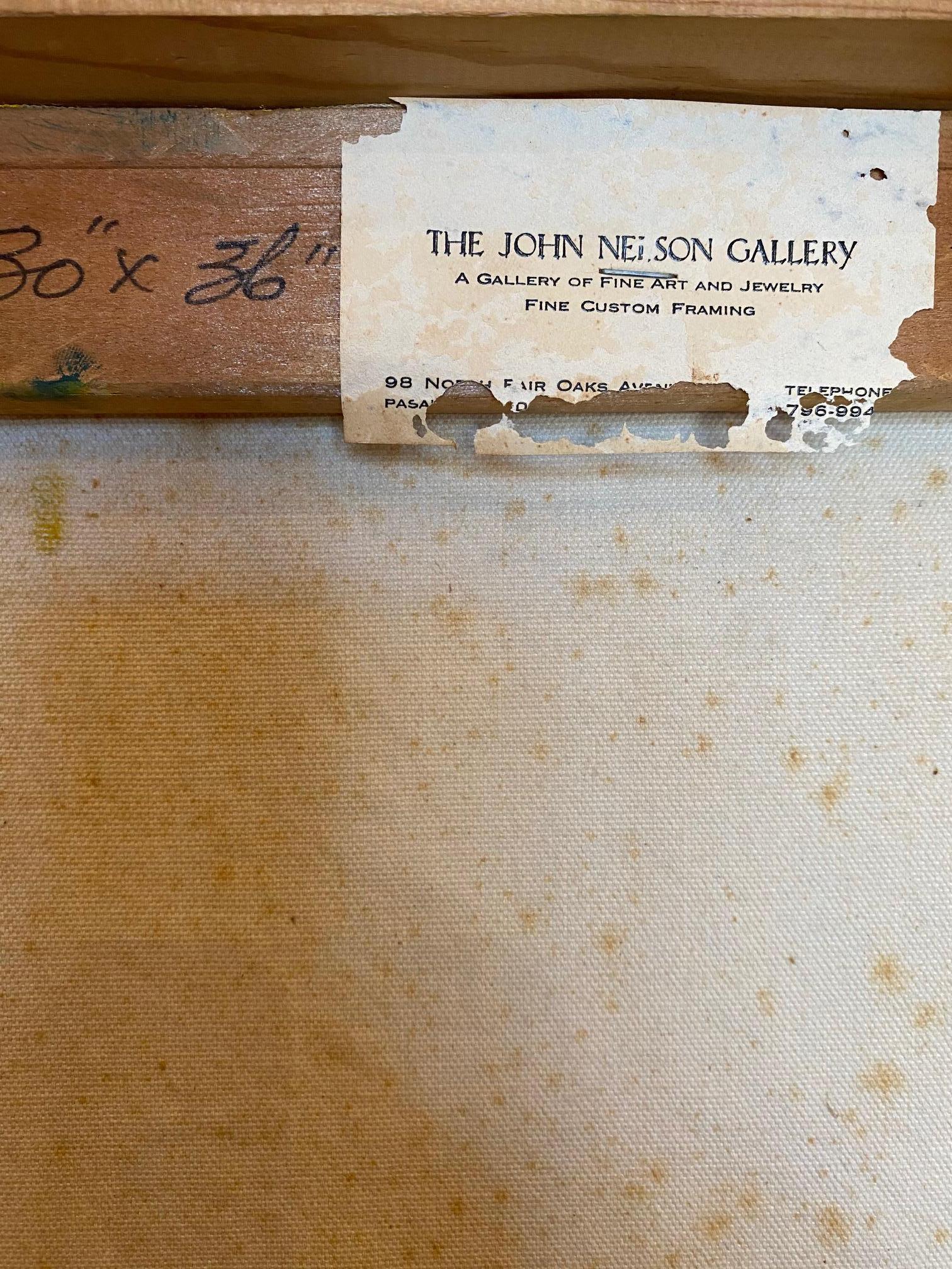 Abstraktes Vintage-Ölgemälde auf Leinwand von John Nelson Gallery Pasadena, CA, 1979 im Angebot 4