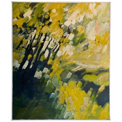Abstraktes Vintage-Ölgemälde auf Leinwand von John Nelson Gallery Pasadena, CA, 1979