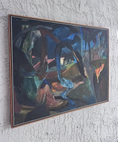 Vintage Abstraktes Ölgemälde des brasilianischen Künstlers Antonio Vitor, 1987