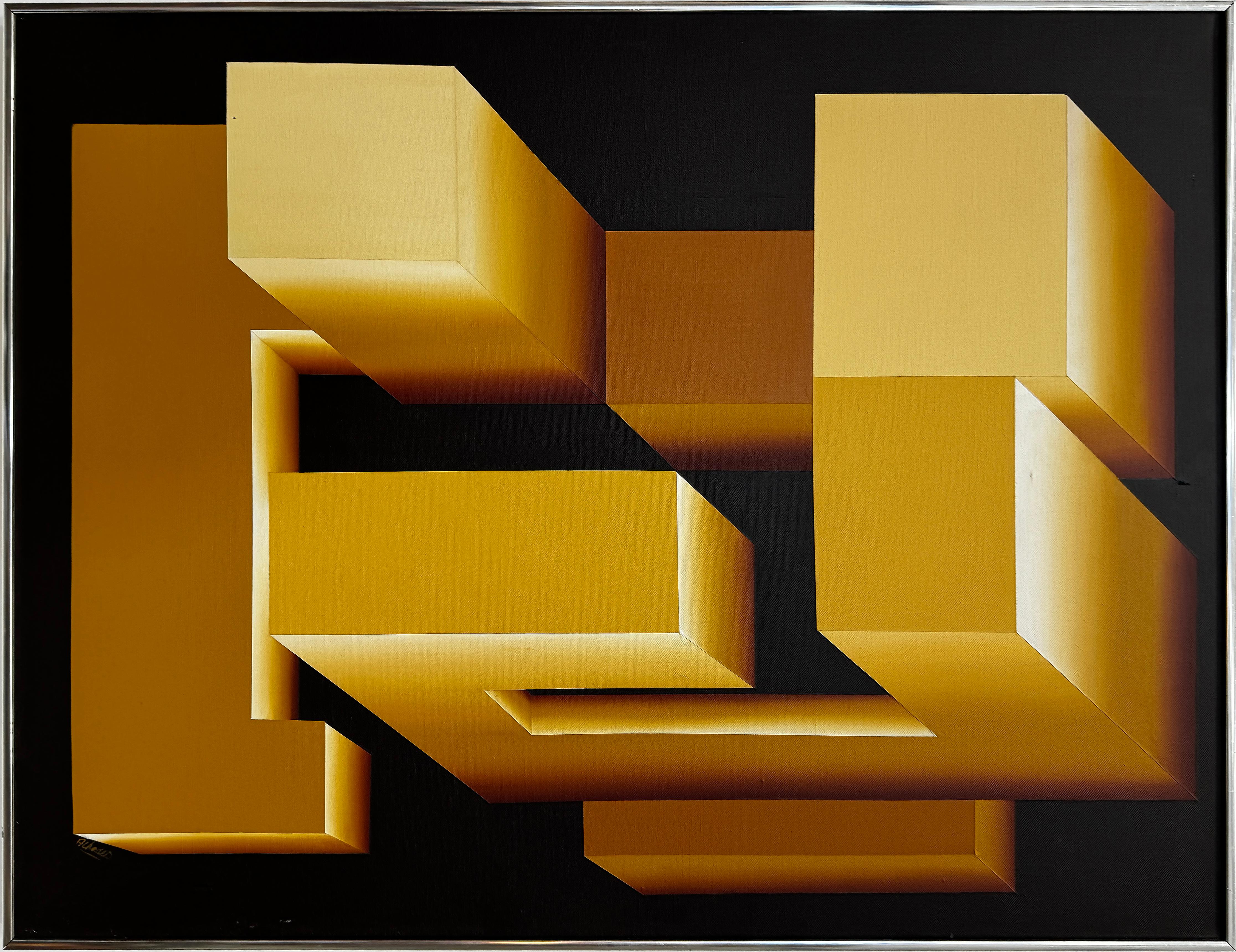 Pittura astratta d'epoca Op Art di Grace Alhades e Marti Sherma in vendita 3