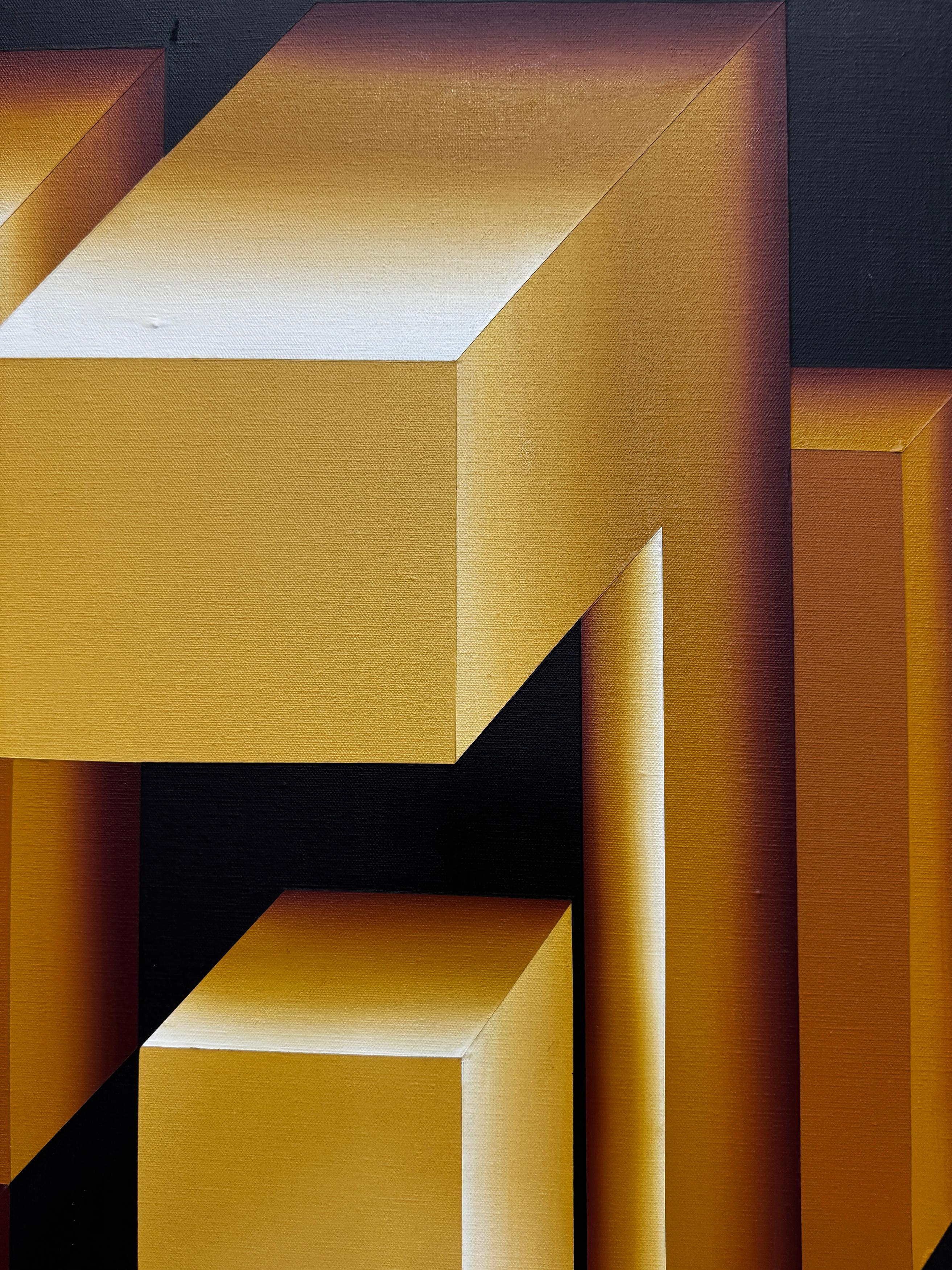 Moderno Pittura astratta d'epoca Op Art di Grace Alhades e Marti Sherma in vendita