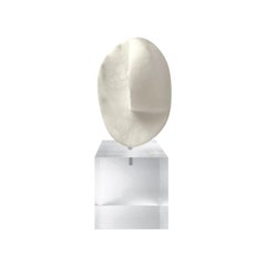 Vintage Abstract Orb Sculpture in White Marble on Clear Lucite Base