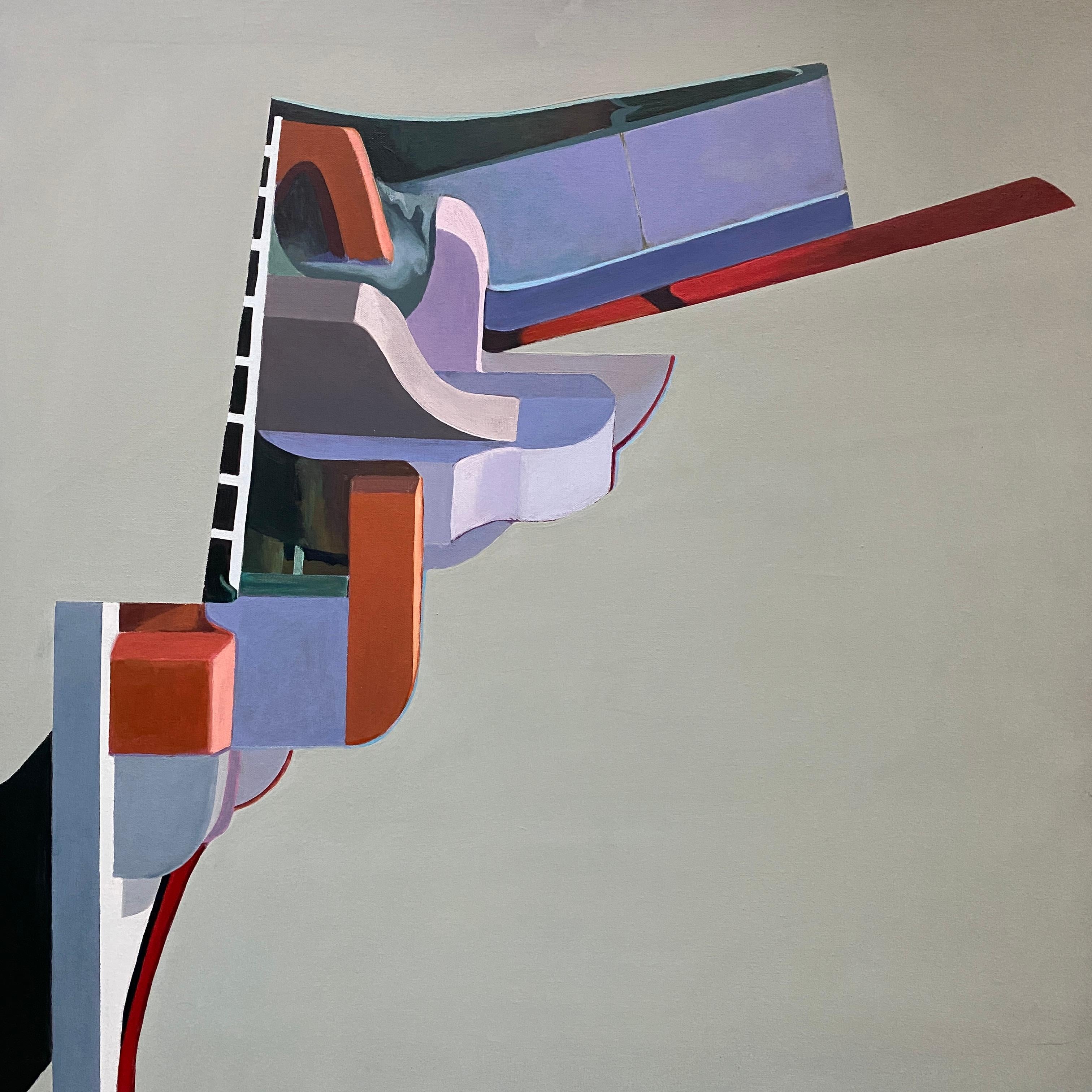 Uno splendido dipinto a olio su tela originale d'epoca. Una composizione astratta con un'estetica architettonica. Firmato dall'artista, Virginia Caviness e datato 1977. Acquistato dalla proprietà dell'artista a Palos Verdes Estate, California.