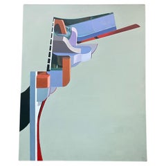 Ritratto astratto originale d'epoca su tela firmato 1977