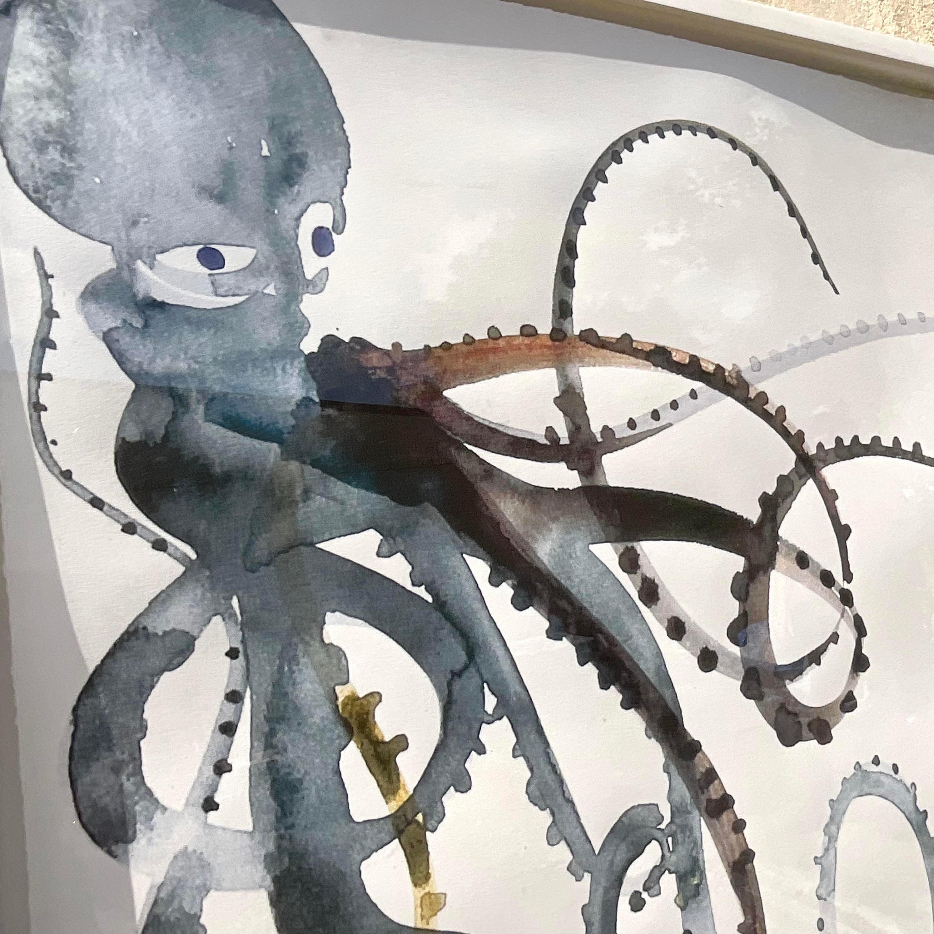 Abstrakter Original Spitzendruck auf Papier von Octopus, Vintage (20. Jahrhundert)