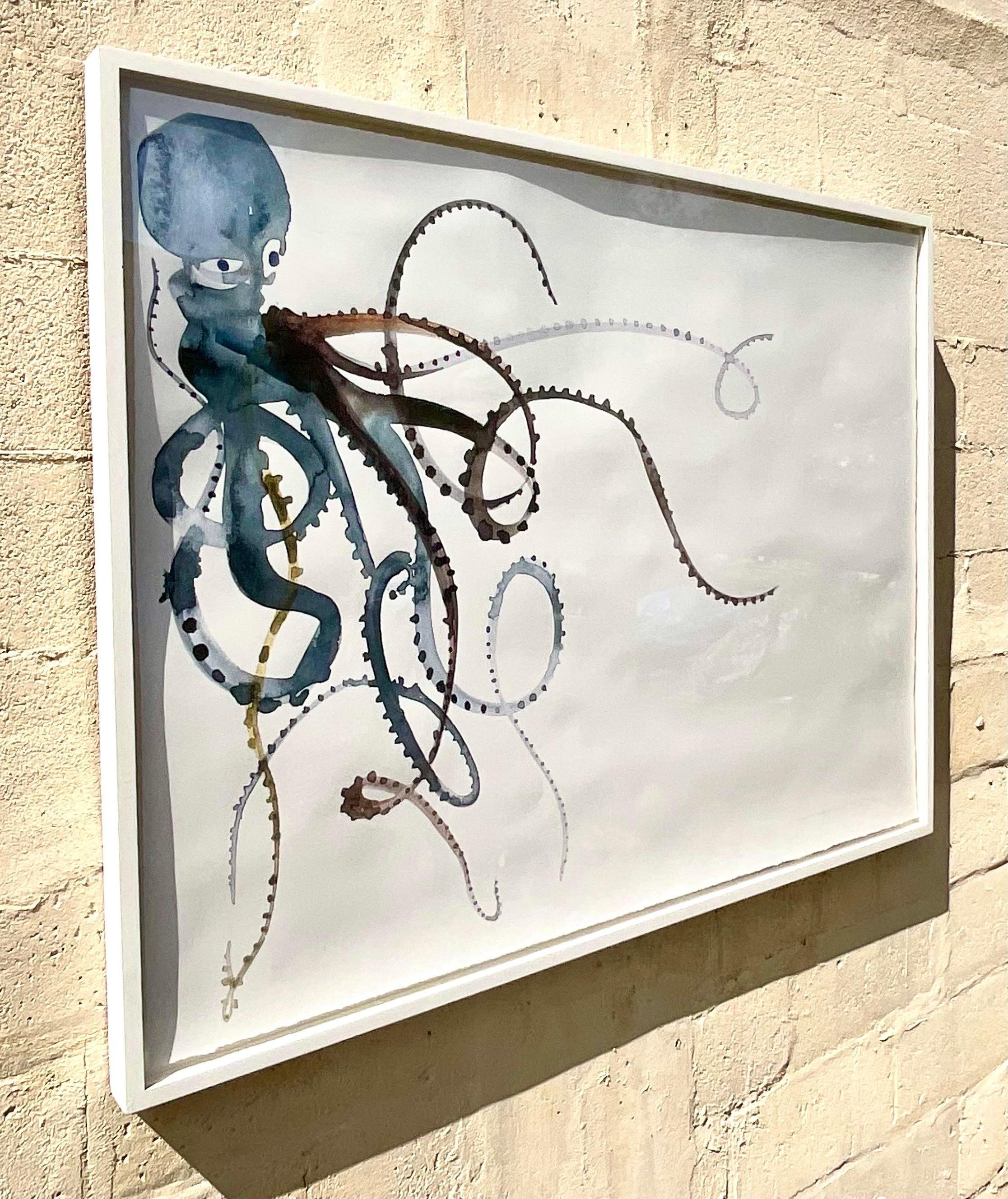 Abstrakter Original Spitzendruck auf Papier von Octopus, Vintage im Angebot 1