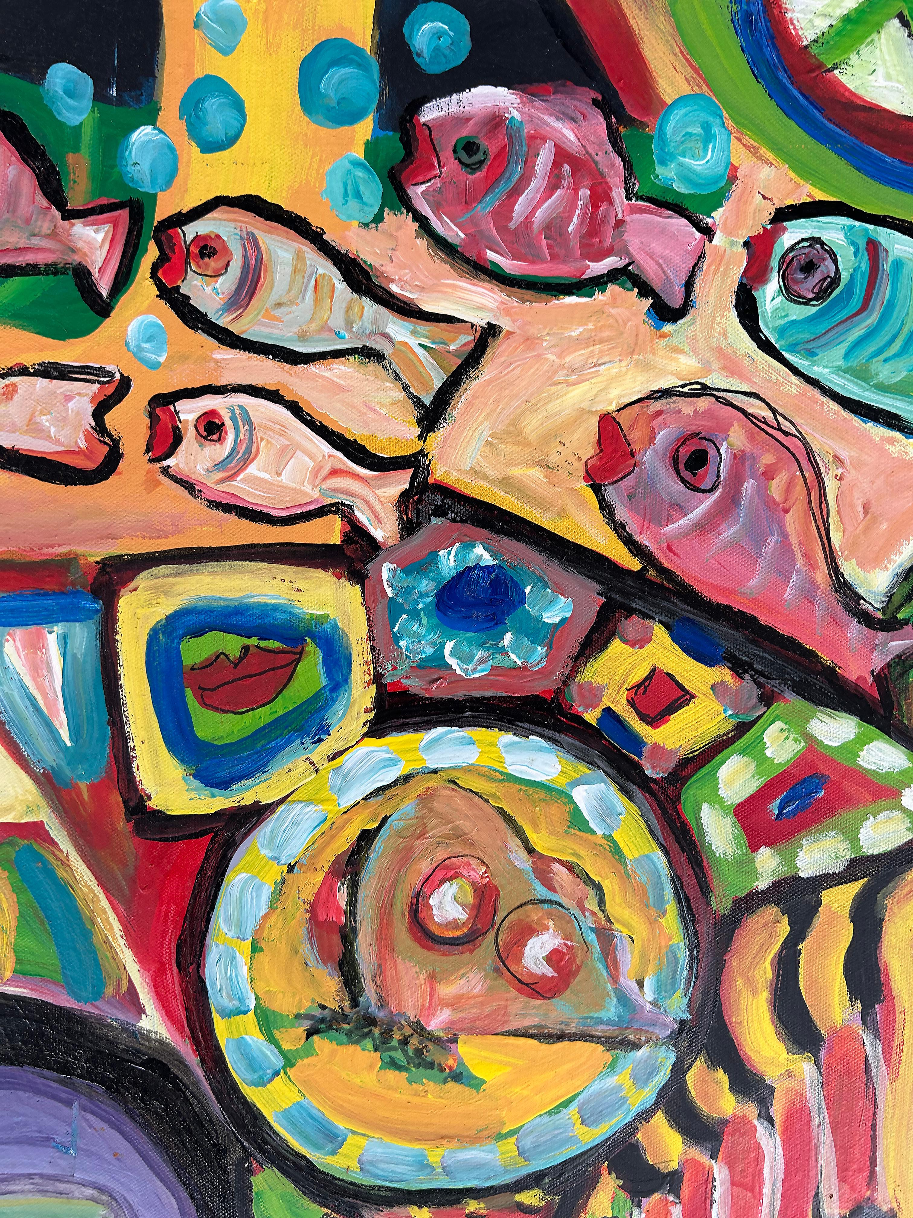 Dipinto a mano Pittura astratta d'epoca, artista cubano-americana Gloria Allison, firmata in vendita