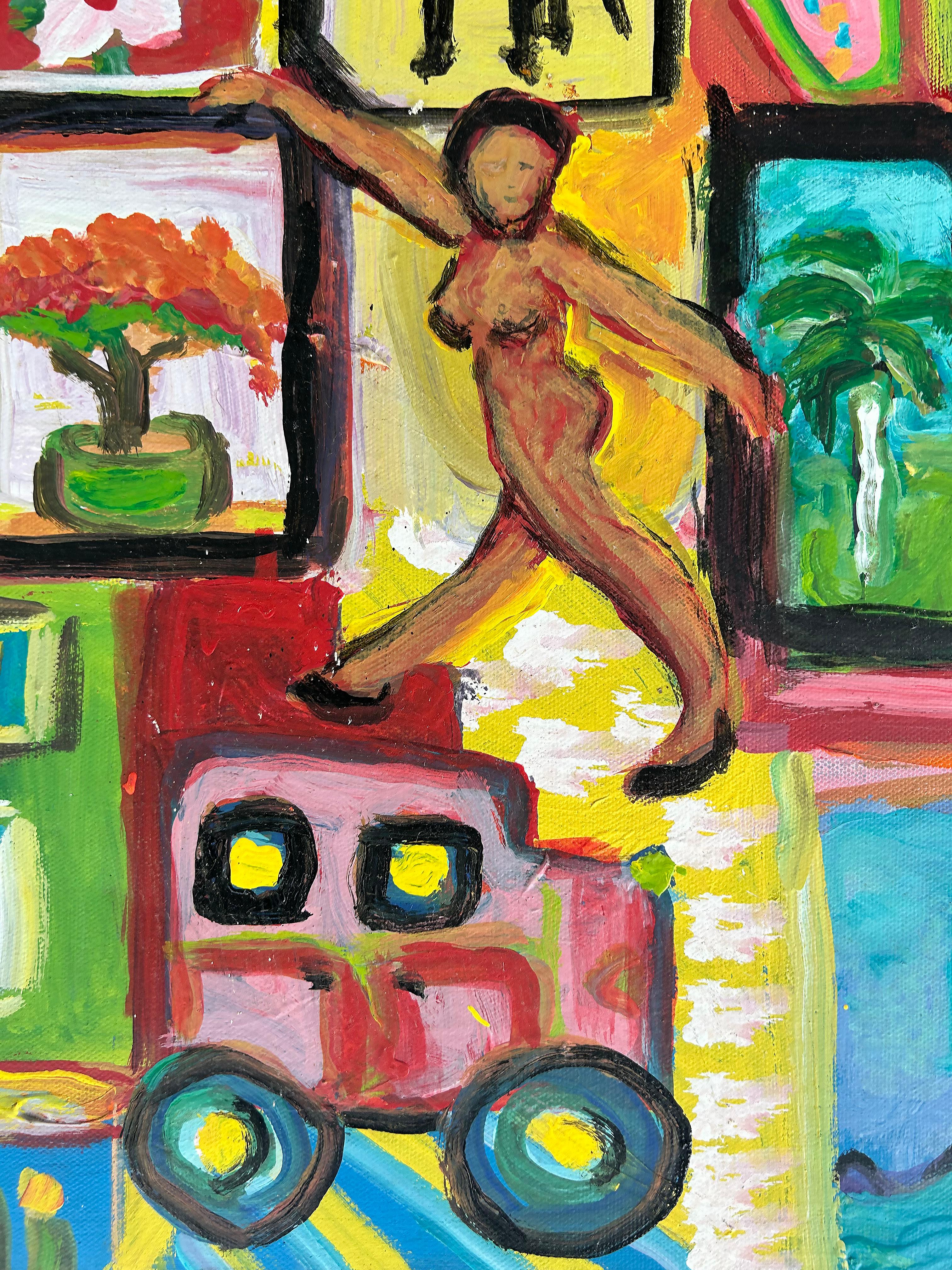Pittura astratta d'epoca, artista cubano-americana Gloria Allison, firmata In condizioni buone in vendita a Miami, FL