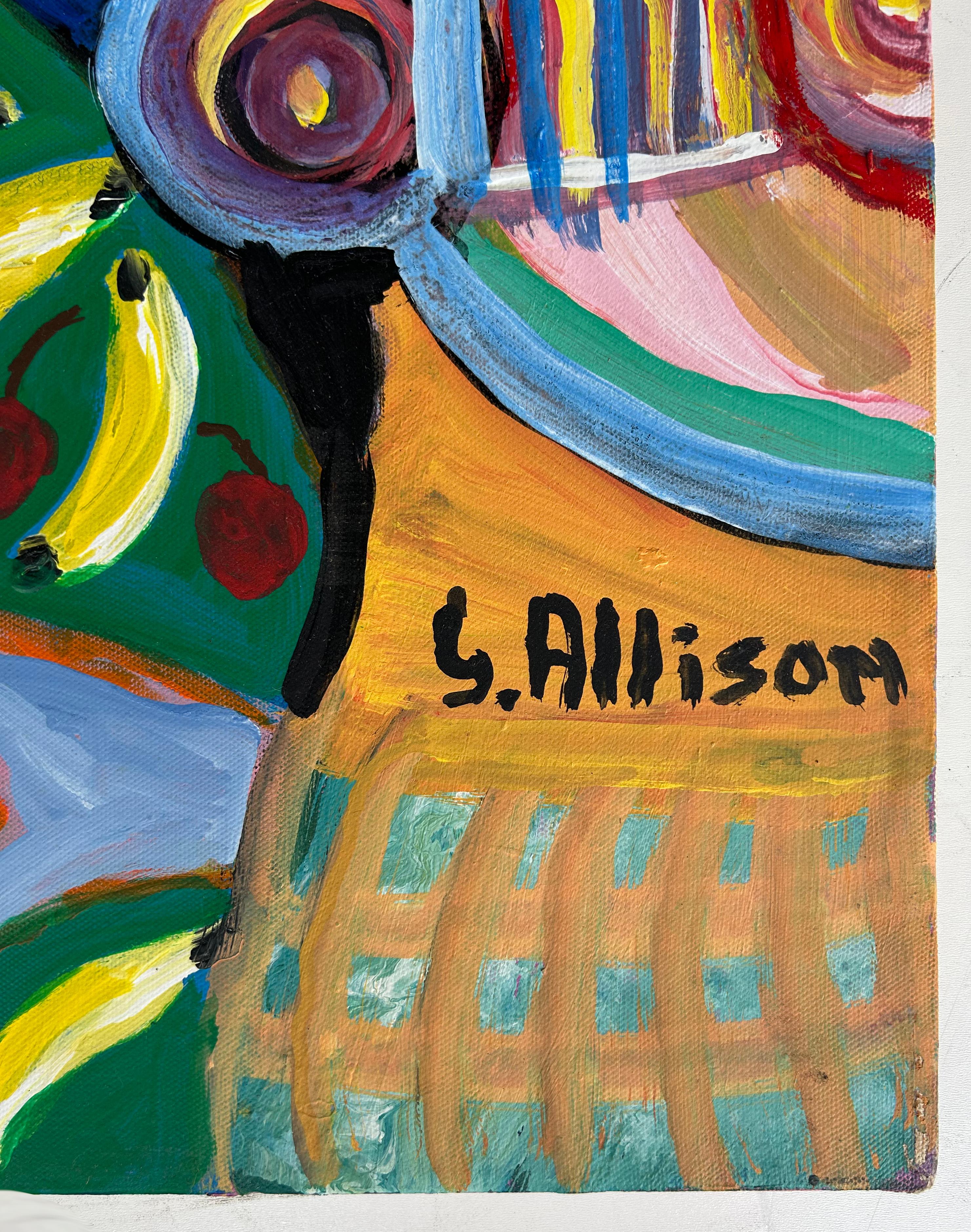 XX secolo Pittura astratta d'epoca, artista cubano-americana Gloria Allison, firmata in vendita