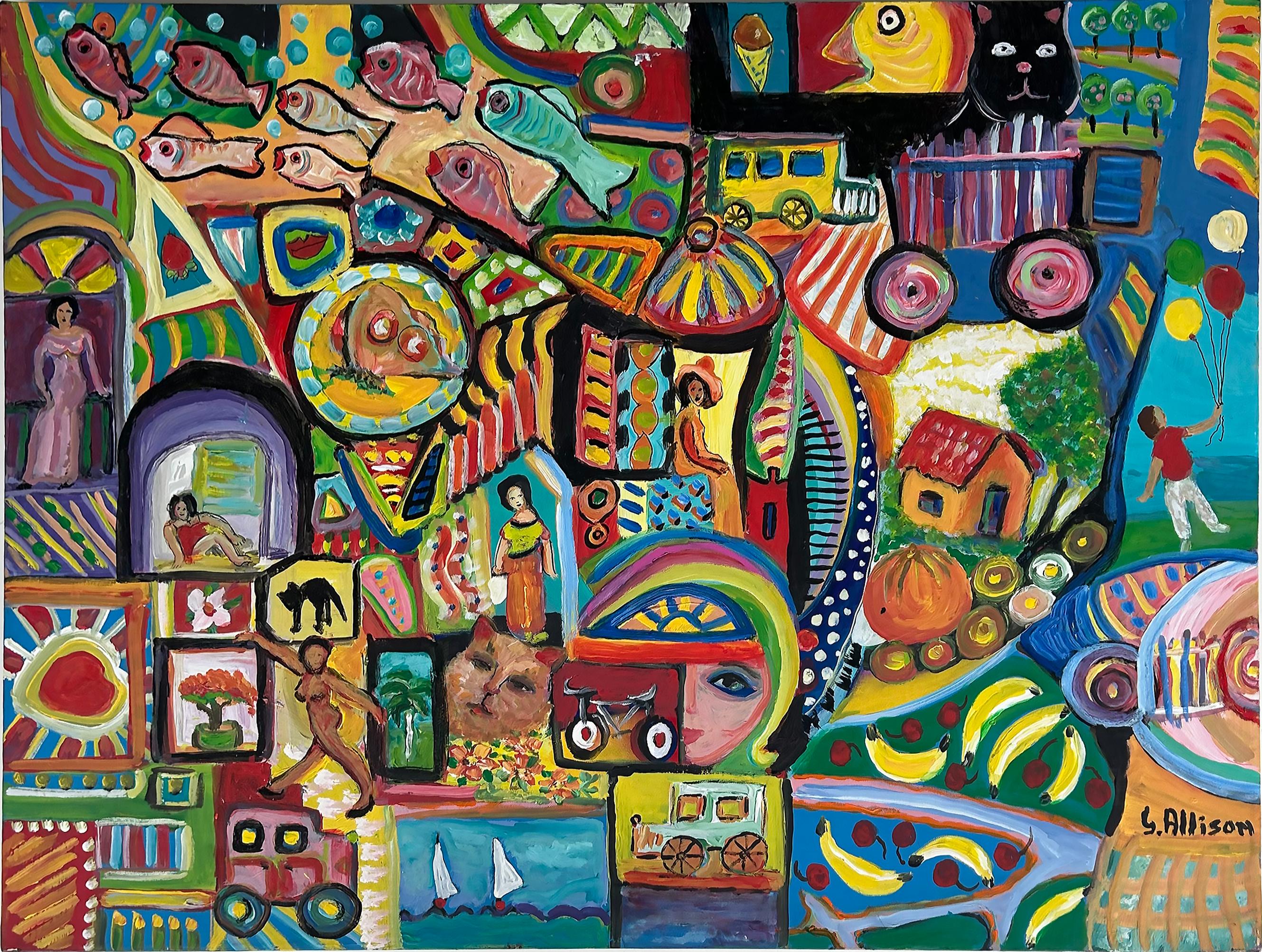 Tela Pittura astratta d'epoca, artista cubano-americana Gloria Allison, firmata in vendita