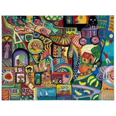 Vintage Abstract Painting, Cuban American Artist Gloria Allison, Signed