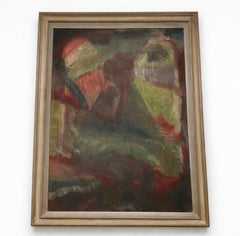 Vintage Abstract Gemälde in Original-Holzrahmen