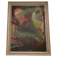 Vintage Abstract Gemälde in Original-Holzrahmen