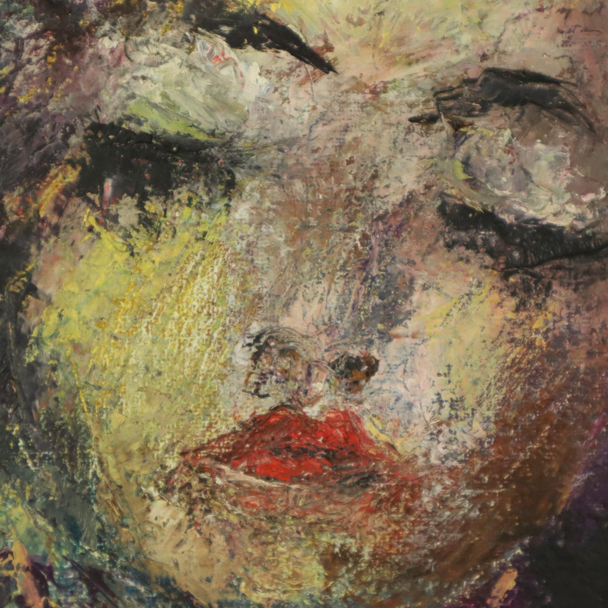 Vintage Abstraktes Gemälde auf Leinwand Nackte Frau La Pipe (1922-2000) im Angebot 6