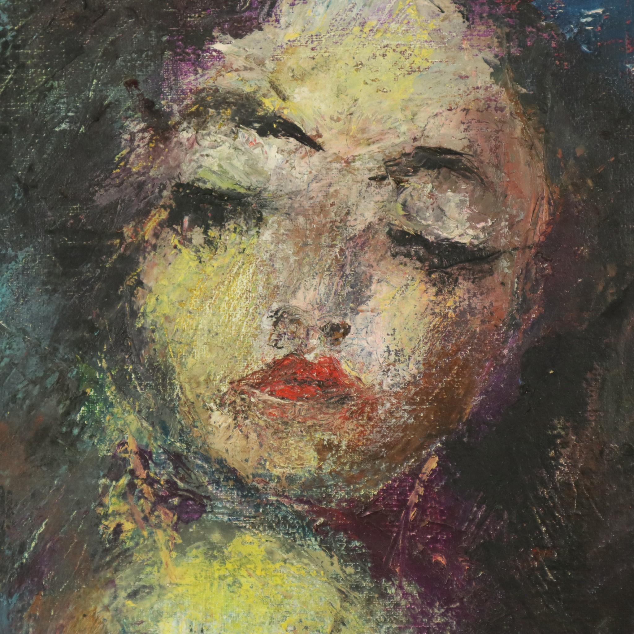 Vintage Abstraktes Gemälde auf Leinwand Nackte Frau La Pipe (1922-2000) im Angebot 1