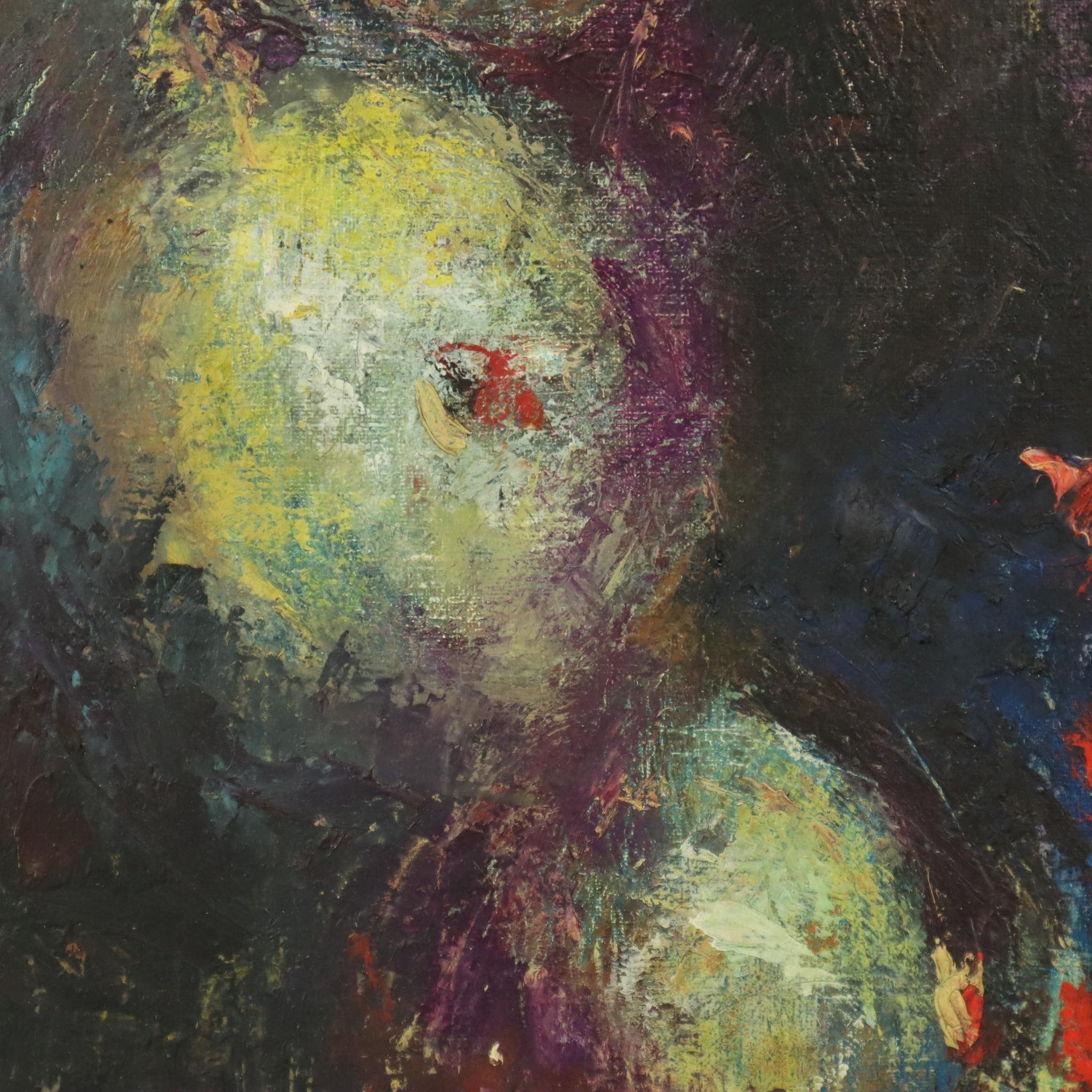 Vintage Abstraktes Gemälde auf Leinwand Nackte Frau La Pipe (1922-2000) im Angebot 2