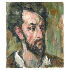 Vintage Abstract Portrait of Man Oil on Canvas