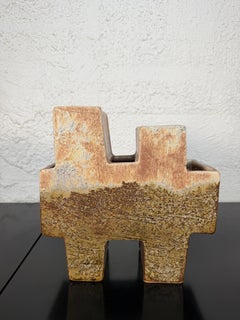 Vaso astratto vintage postmoderno in ceramica Studio Ikebana
