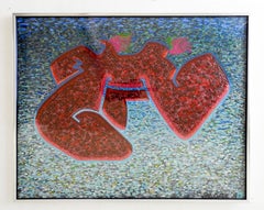 Vintage Abstract Red & Blue Horse Painting