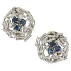 Used Abstract Sapphire and Diamond Earrings