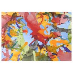 Aquarelle - Vintage - Bleu ciel abstrait et couleurs vives