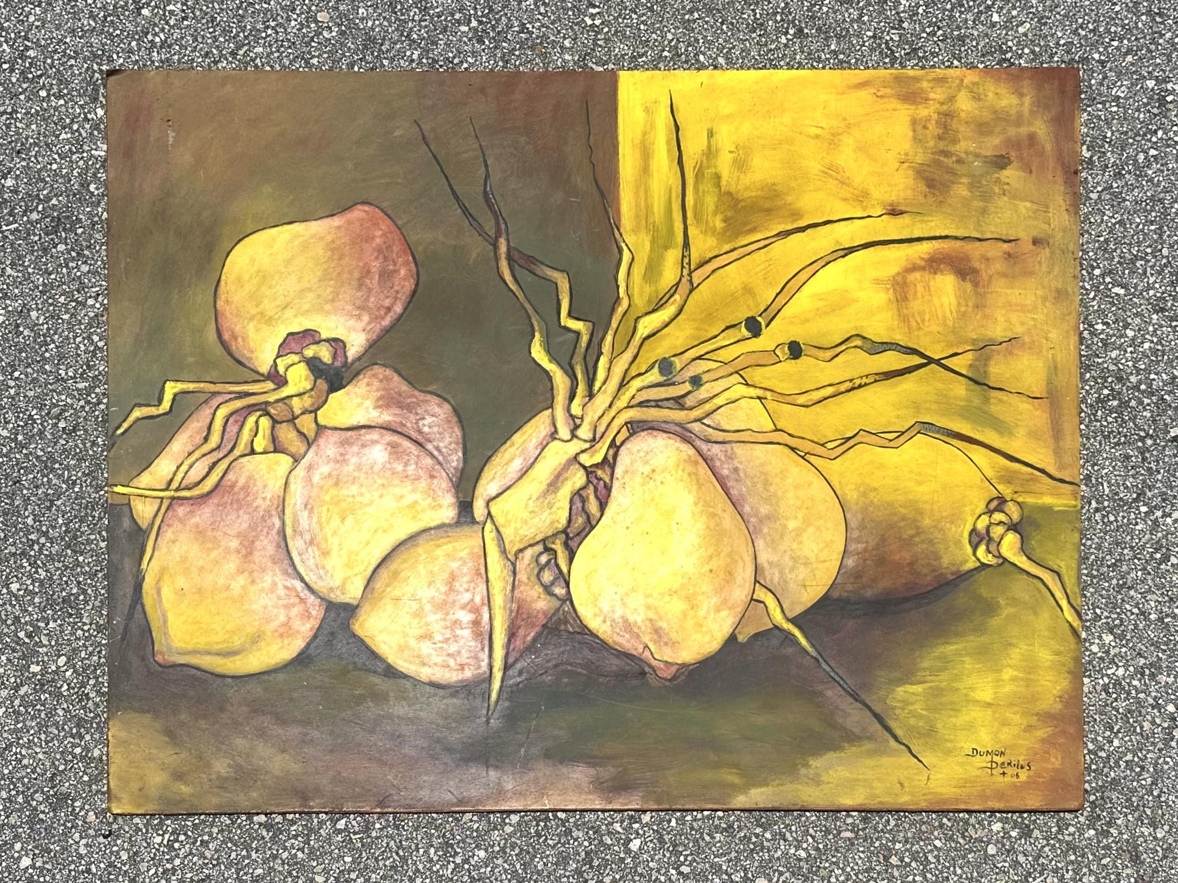 Natura morta astratta d'epoca dipinta a olio su legno firmata dall'artista In condizioni buone in vendita a west palm beach, FL