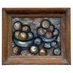 Vintage Abstract Still Life Painting of Fruit Bowl