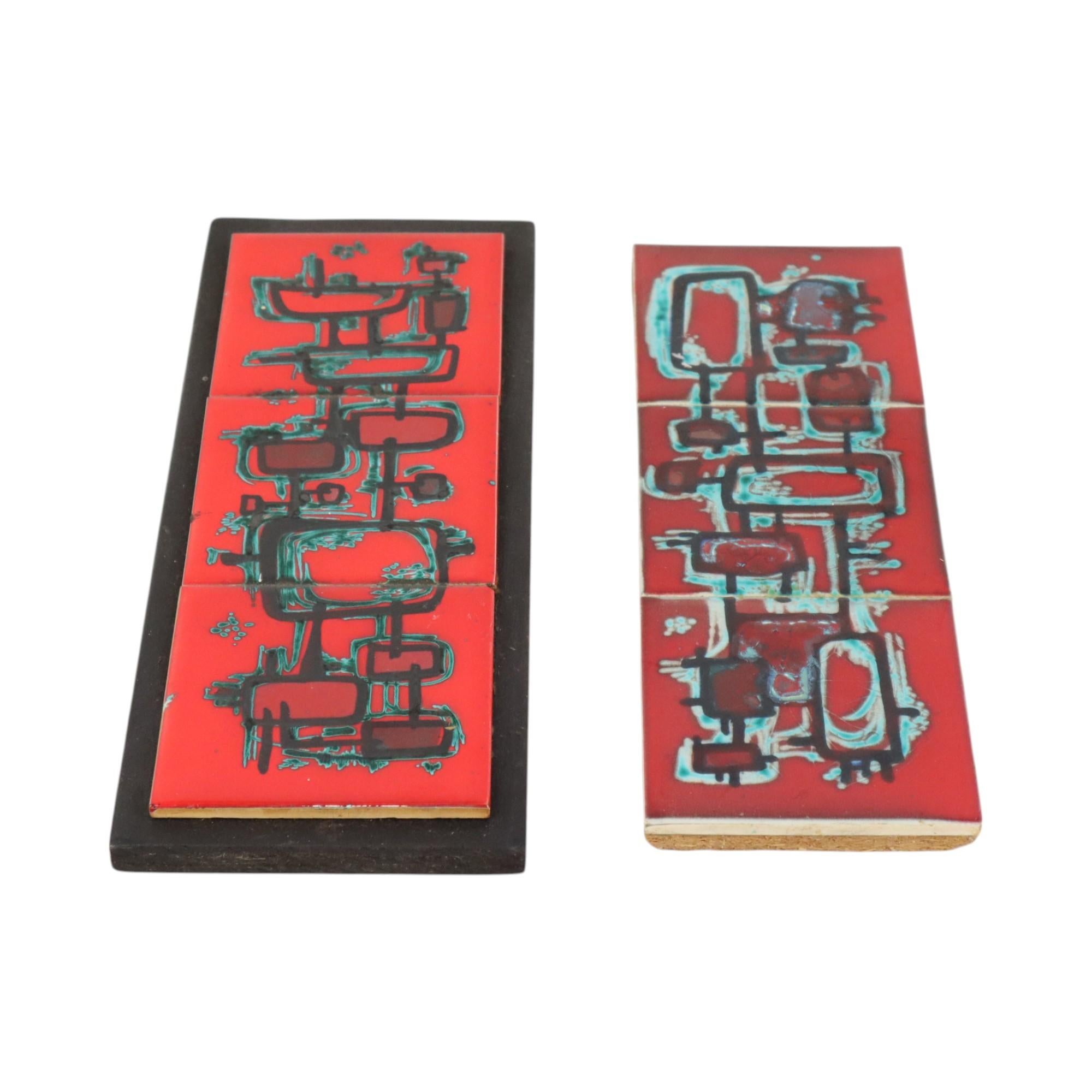 Set von 2 abstrakten roten Keramik-Wandschmuck-Sets, Vintage im Angebot 12