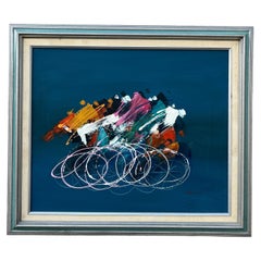 Quadro astratto vintage, incorniciato e firmato dall'artista. Circa anni '80