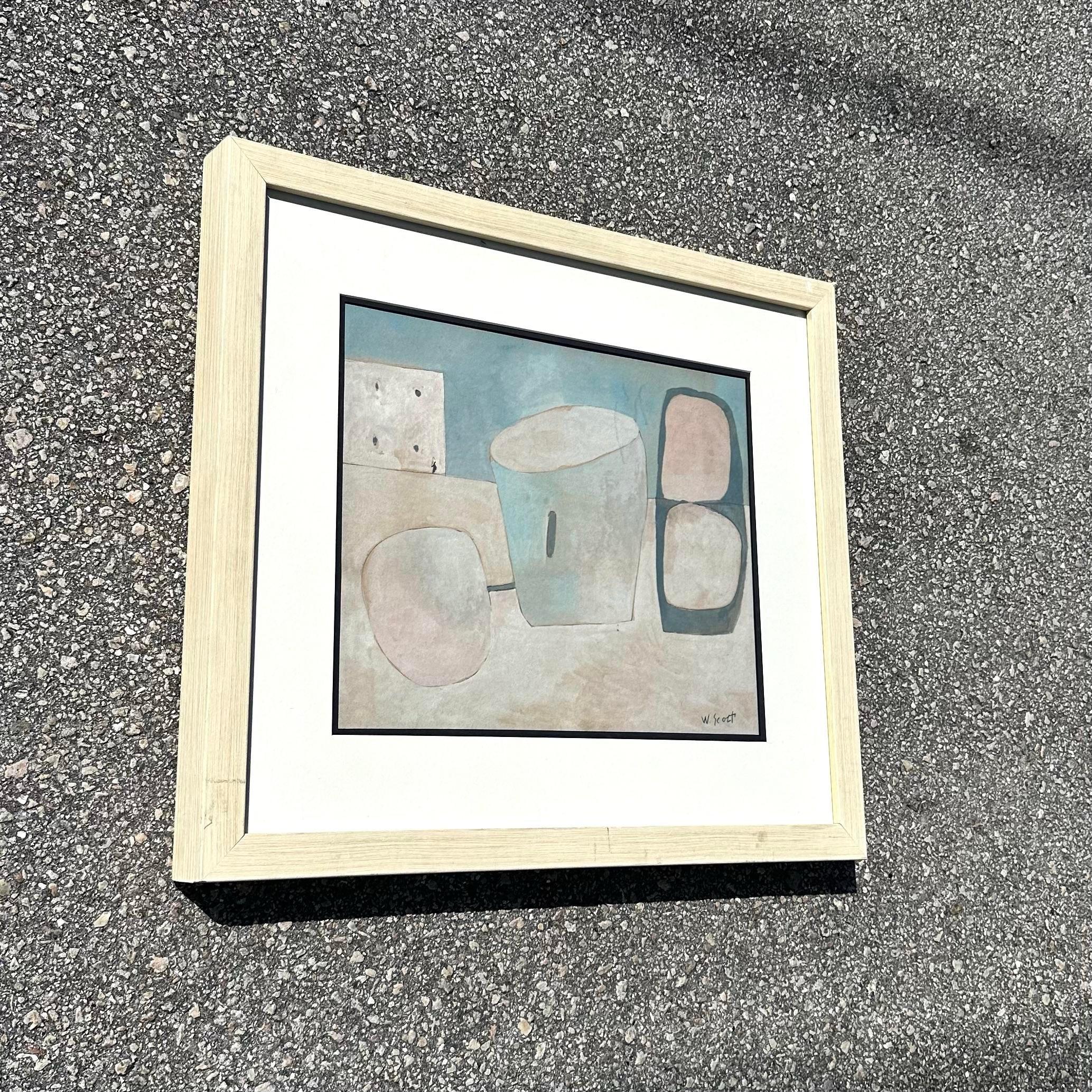 Acquerello astratto vintage di William Scott su carta In condizioni buone in vendita a west palm beach, FL