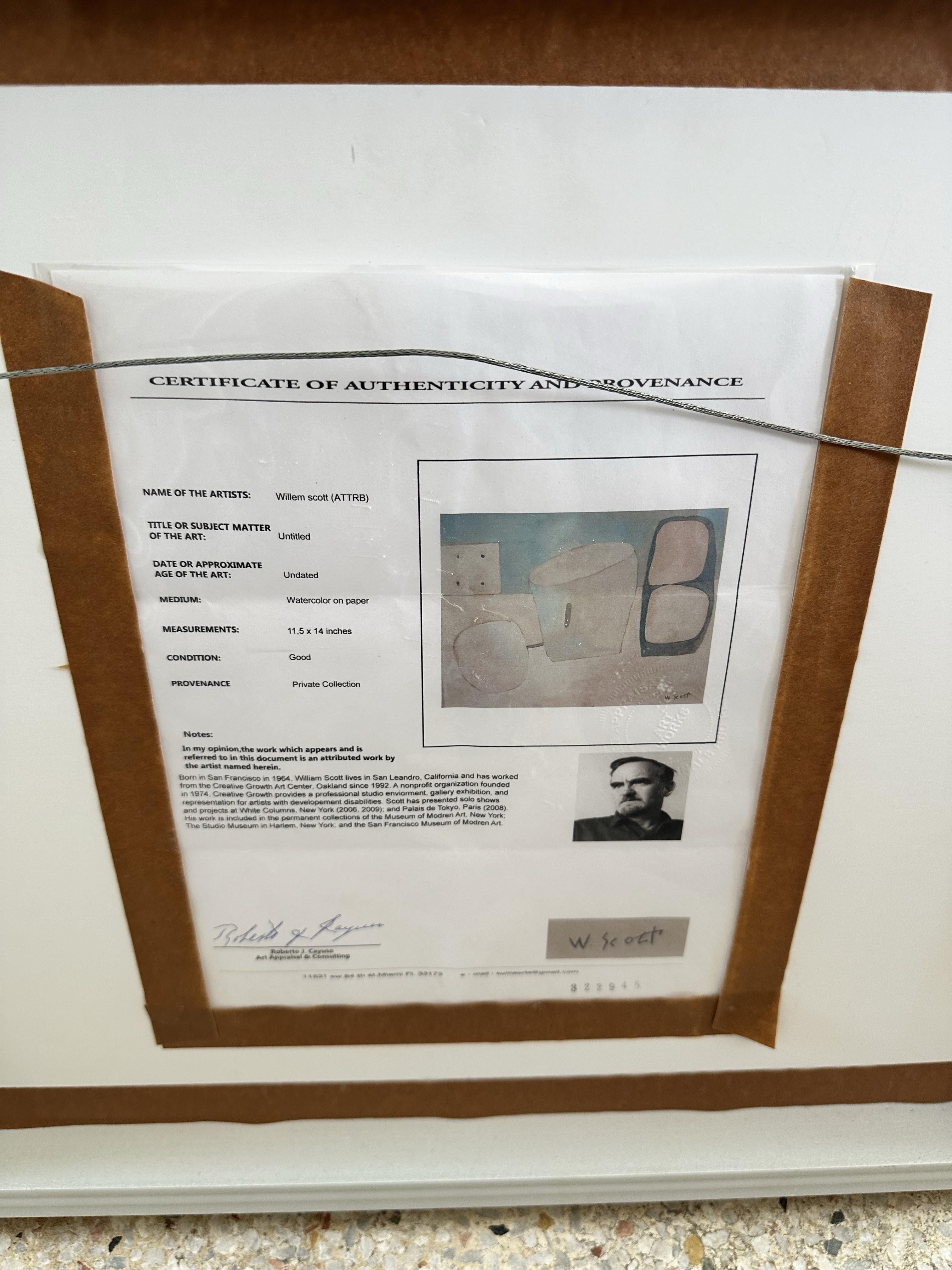 XX secolo Acquerello astratto vintage di William Scott su carta in vendita