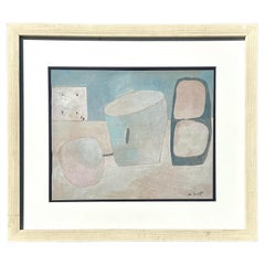 Vintage Abstract William Scott Watercolor on Paper