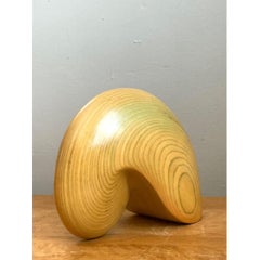 Vintage Abstract Wood Nautilus Shell Sculpture