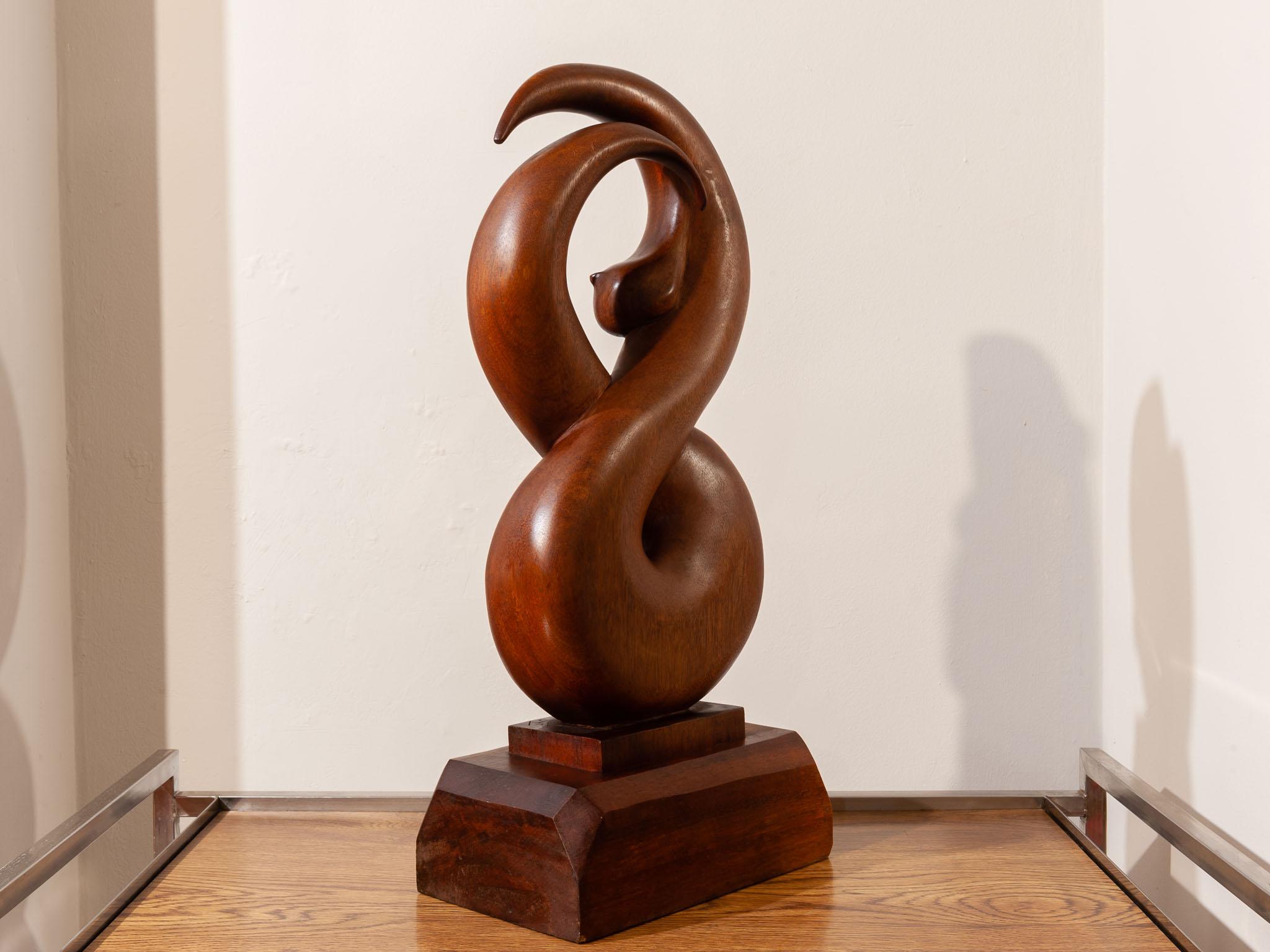 Other Vintage Abstract Wooden Female Sculpture Signed JyF