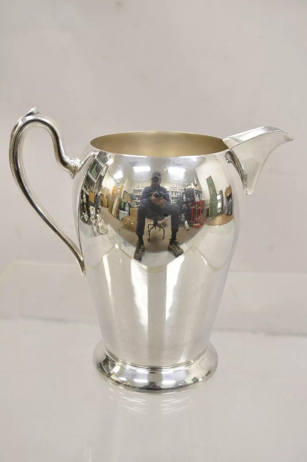 Vintage Academy Art Deco Silver Plated Copper Water Pitcher For Sale 4