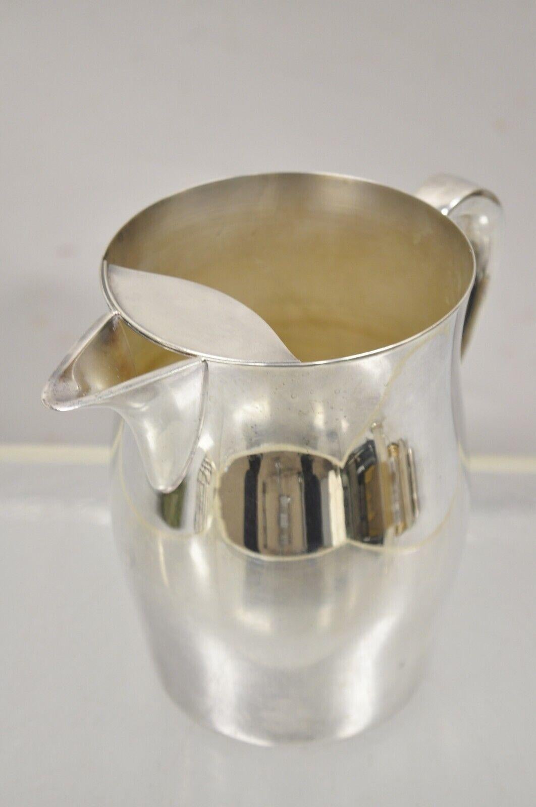Vintage Academy Silver on Copper Modernist Bulbous Water Pitcher In Good Condition For Sale In Philadelphia, PA