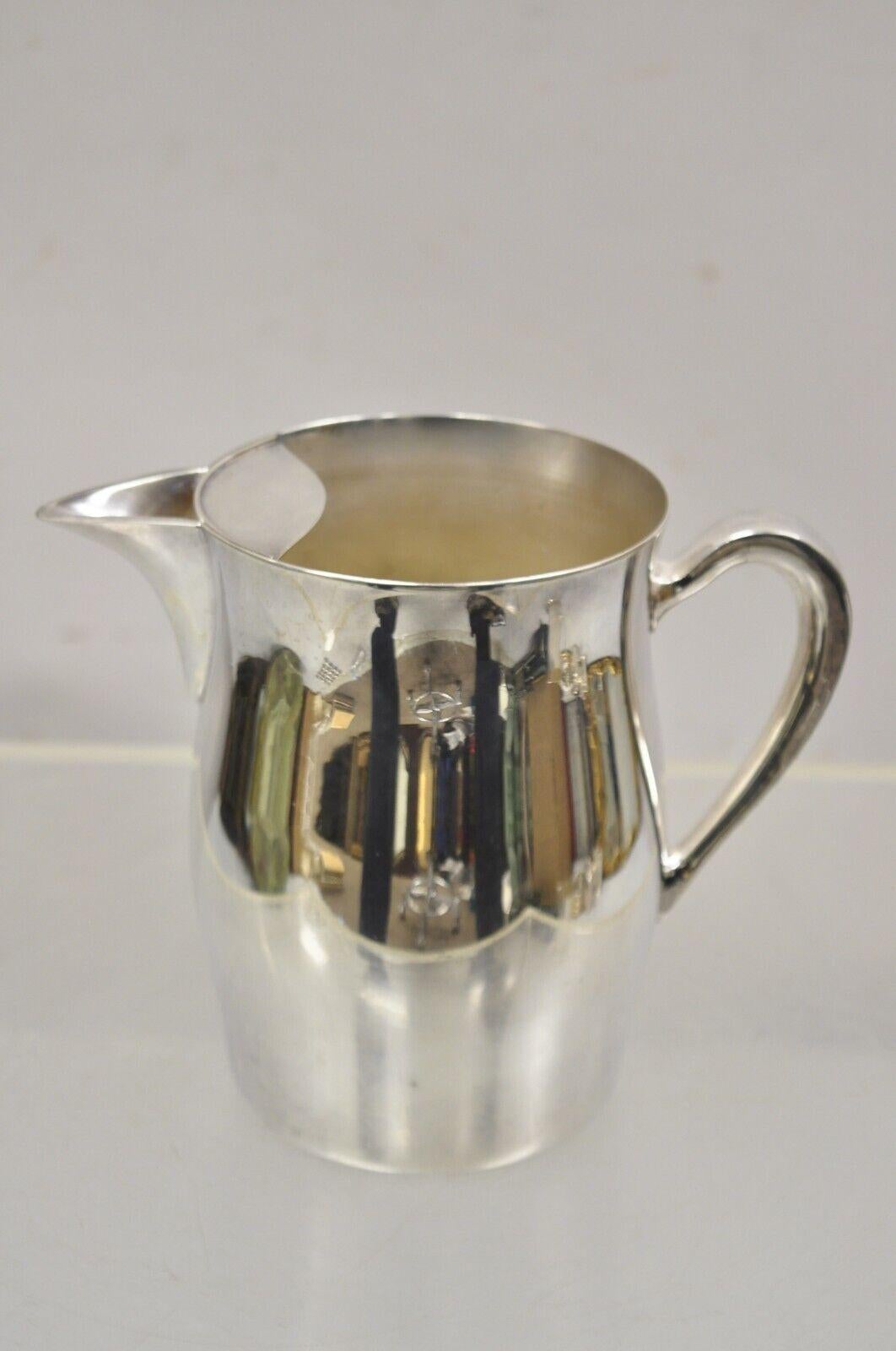 Vintage Academy Silver on Copper Modernist Bulbous Water Pitcher For Sale 4